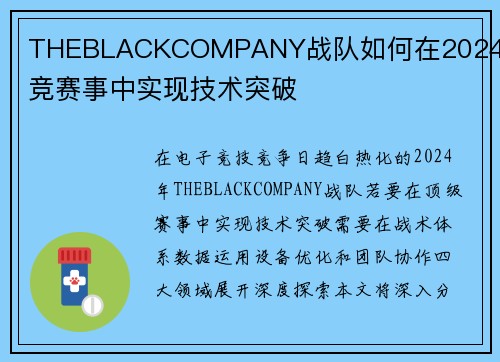 THEBLACKCOMPANY战队如何在2024年电竞赛事中实现技术突破